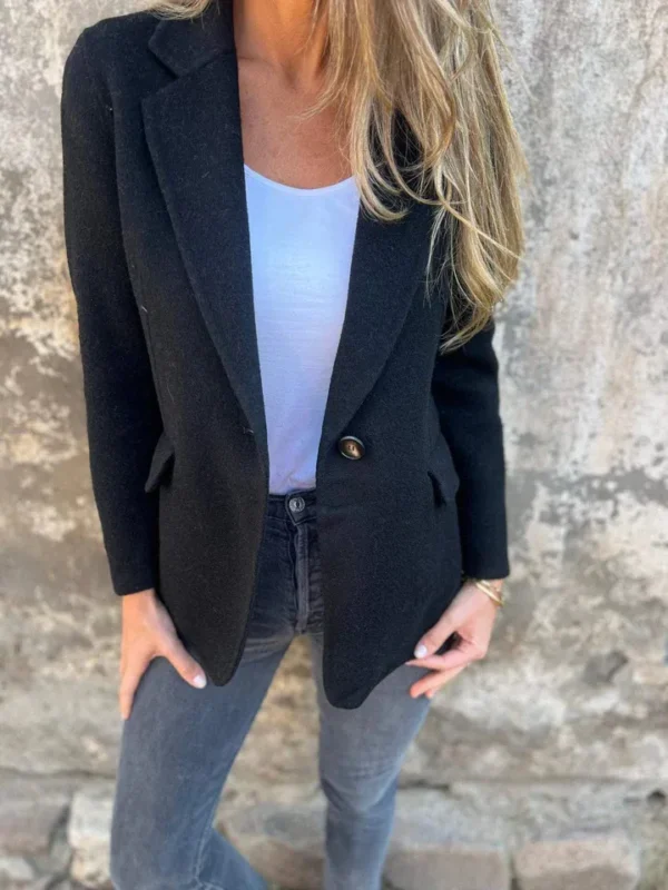 Ins Button Lapel Short Blazer Winter Fashion Commuter Jacket Outwear Women's Clothing - Image 3