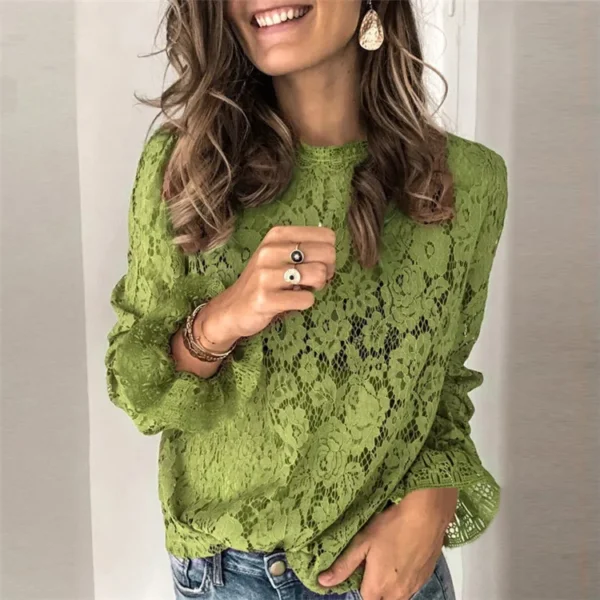 Hollow lace shirt womens clothing - Image 4