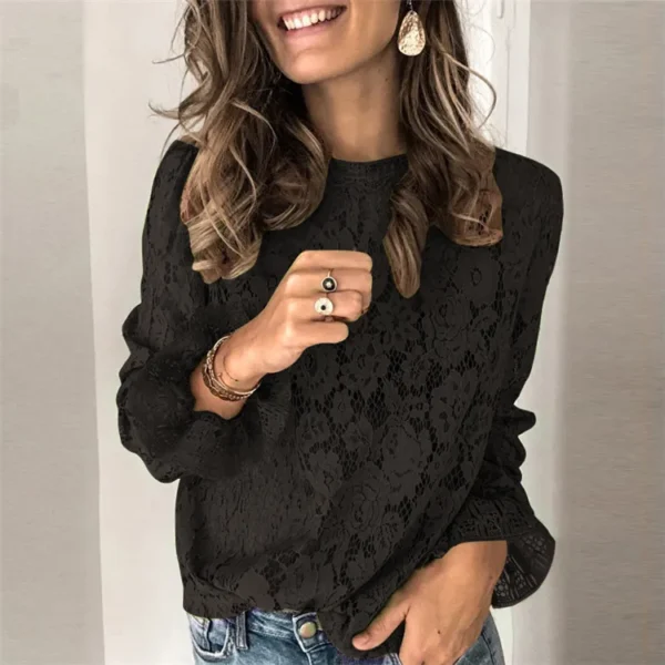 Hollow lace shirt womens clothing - Image 2
