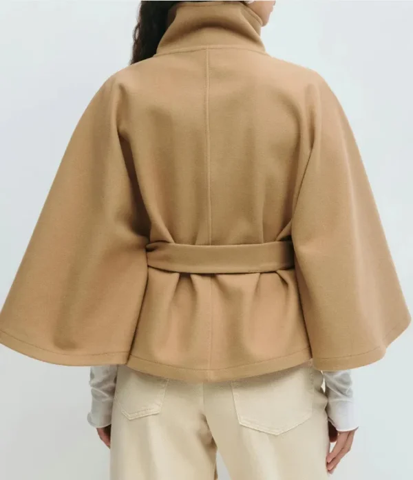 Winter High Neck Batwing Sleeve Coat With Belt Fashion Loose Elegant Button Top Trench Coat For Women Clothing - Image 2